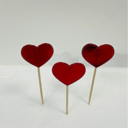 Handmade Red Heart Cupcake Topper 12 Pieces