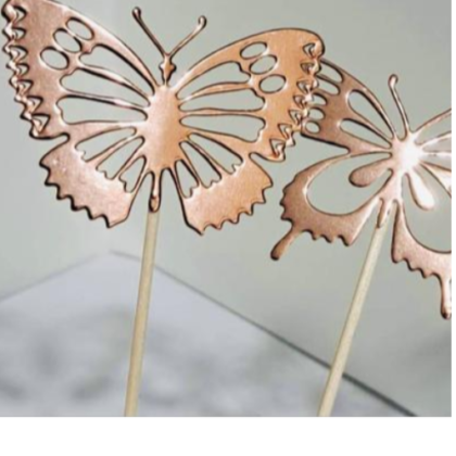 Handmade Butterfly Rose Gold Cupcake Topper 12 Pieces