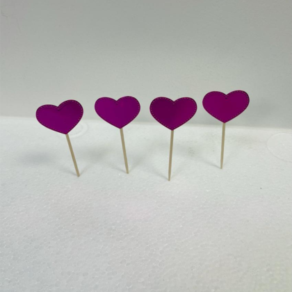 Handmade Purple Heart Cupcake Topper 12 Pieces